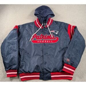 Ultra Game NFL New England Patriots Bomber Varsity Jacket Mens Large Hooded